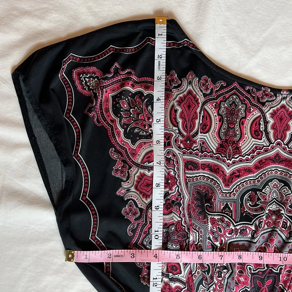 HeartSoul L Black/Burgundy Patterned Blouse - Picture 11 of 13